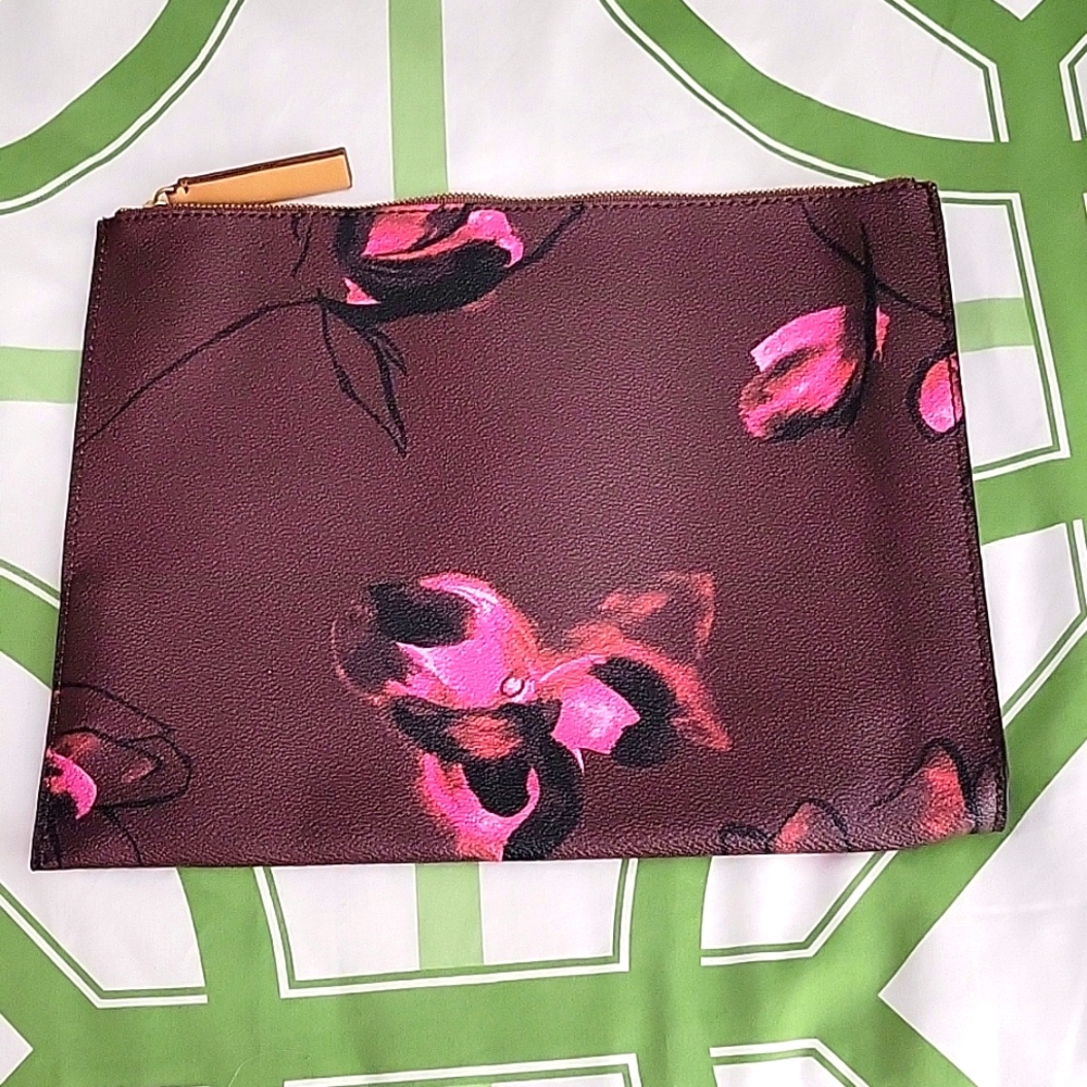 BANANA REPUBLIC Burgandy FLORAL Vegan Clutch